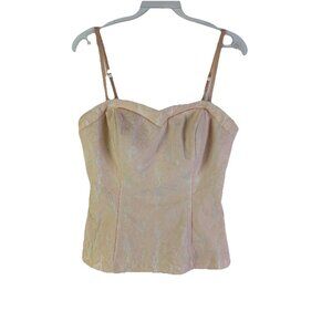 Vintage 90s Cache Pink Lace Sweetheart Corset Bustier Shirt Fairy Rave